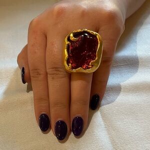 Amber Stone Statement Ring